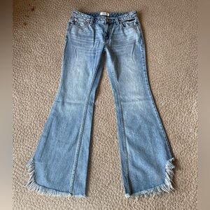 Free People raw hem bell bottom boho mid rise jeans